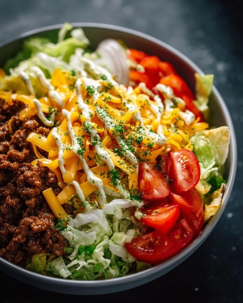 Big Mac Cheeseburger Salat Bowl – kreative Neuinterpretation des Burger-Klassikers