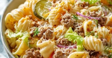 Big Mac Nudelsalat mit frischen Zutaten und köstlicher Soße.