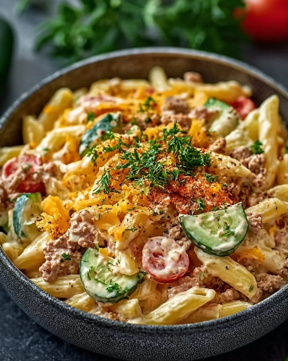 Big Mac Nudelsalat für Partys – schneller und köstlicher Salat für jeden Anlass.