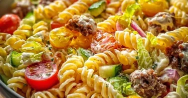 Big Mac Pasta Salat mit frischen Zutaten und einzigartigem Dressing