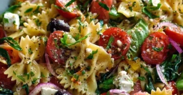 Leckere Bow Tie Pasta Salat mit frischen Zutaten
