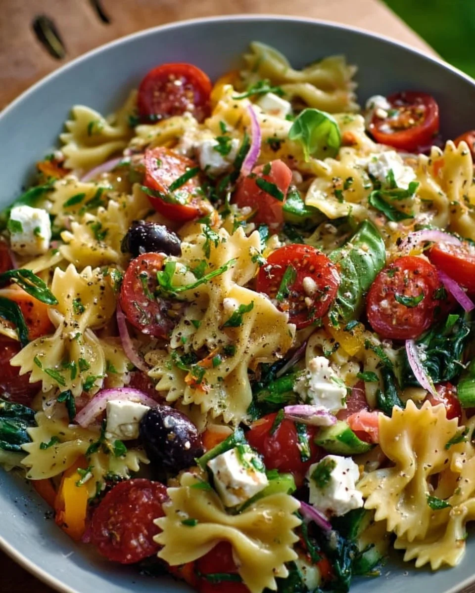 Leckere Bow Tie Pasta Salat mit frischen Zutaten