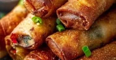 Crispy Frühlingsrollen aus dem Airfryer - goldbraun und knusprig serviert.