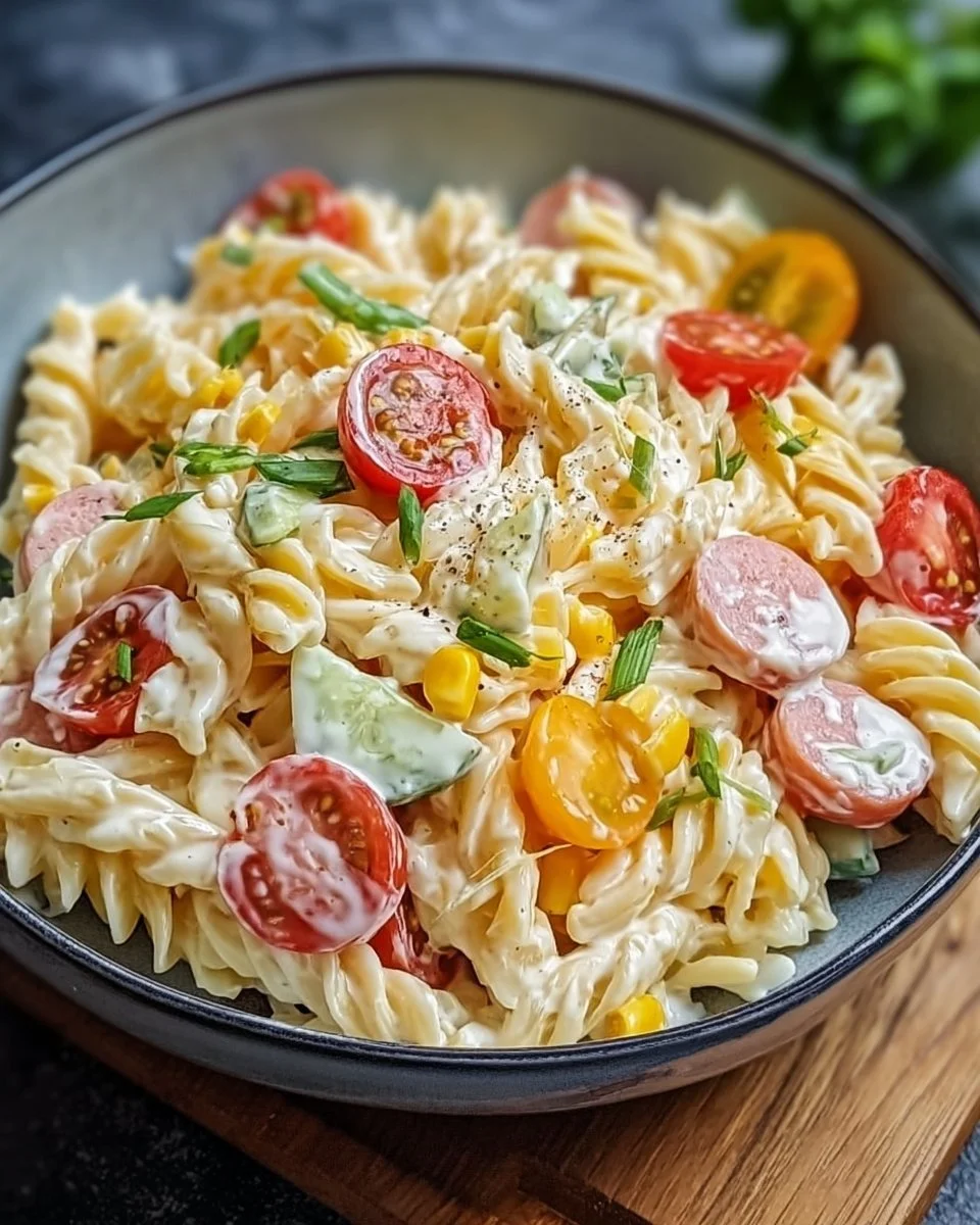 Der beste bunte Nudelsalat mit Mayonnaise für jede Feier