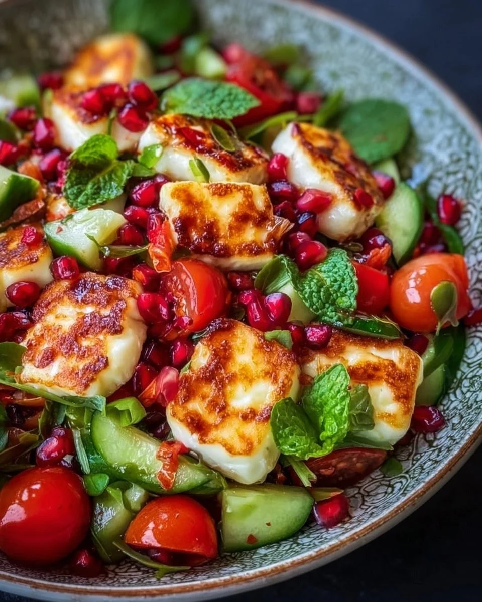Frischer Halloumi-Granatapfel-Salat – Sommerlich, gesund & lecker