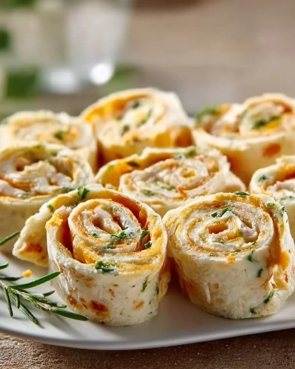 Leckere Frischkäse Roll-Ups serviert auf einem Teller