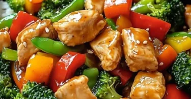 Leckere Hähnchen-Gemüsepfanne mit frischem Gemüse zubereitet