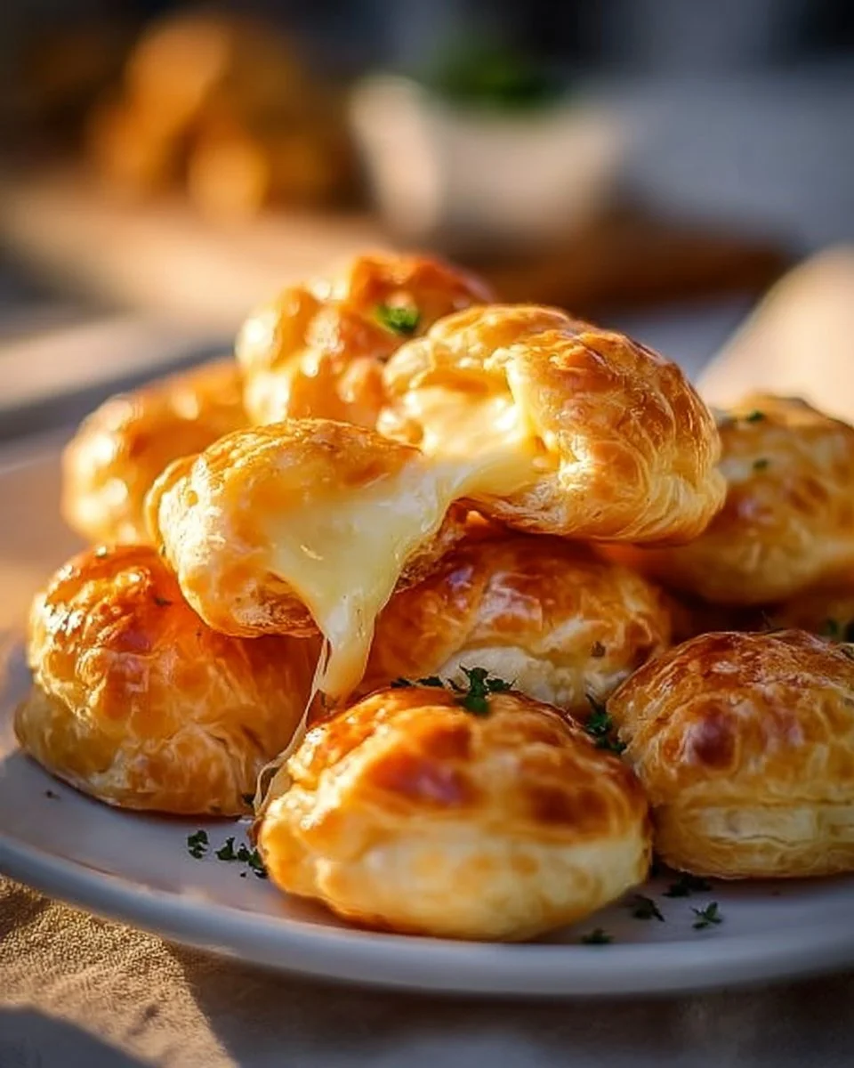Käse Puff Snacks serviert auf einem Party-Teller