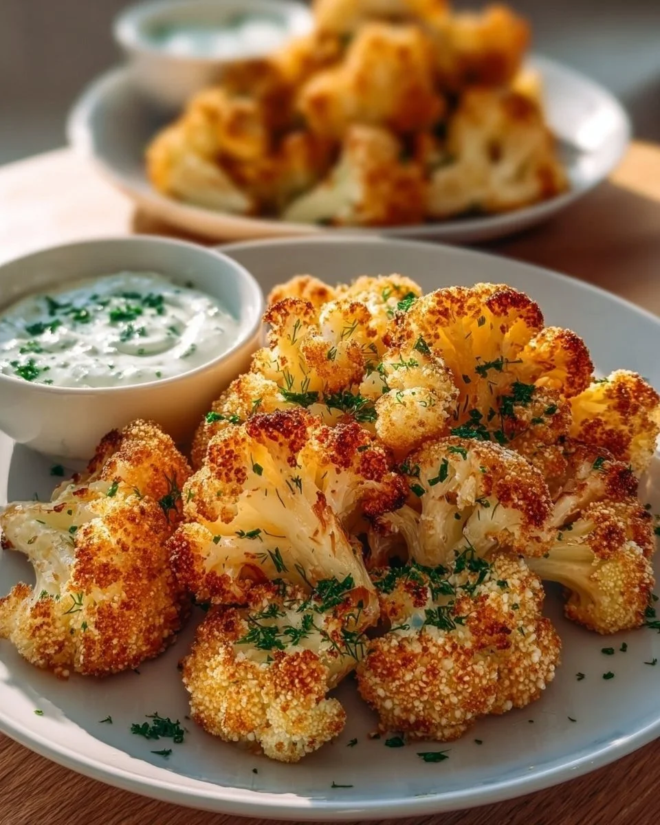 Knuspriger Blumenkohl mit Kräuterquark aus dem Airfryer