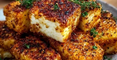 Knuspriger Feta aus dem Airfryer, lecker und einfach zubereitet.