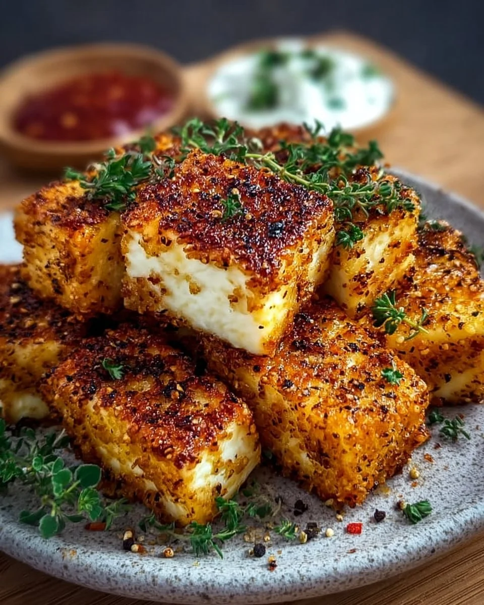 Knuspriger Feta aus dem Airfryer, lecker und einfach zubereitet.
