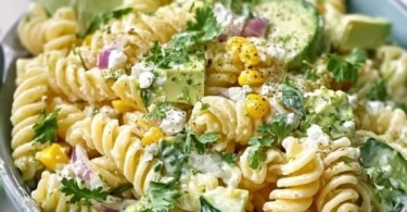 Koriander und Limetten-Pasta-Salat in einer Schüssel serviert