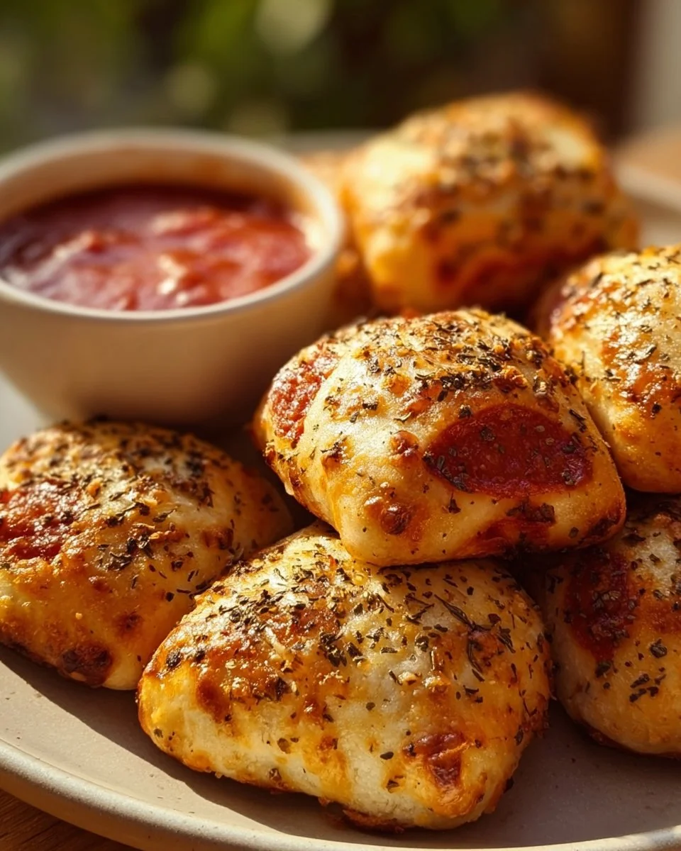 Krosse Heißluftfritteusen-Pizzaröllchen, die goldbraun und knusprig gebacken sind.