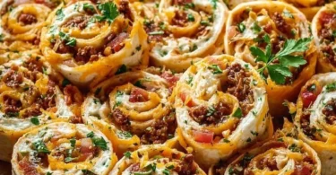 Leckere Taco Pinwheels als Party-Appetizer serviert