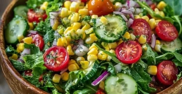 Leckerer 5-Minuten-Salat mit frischem Gemüse und Dressing