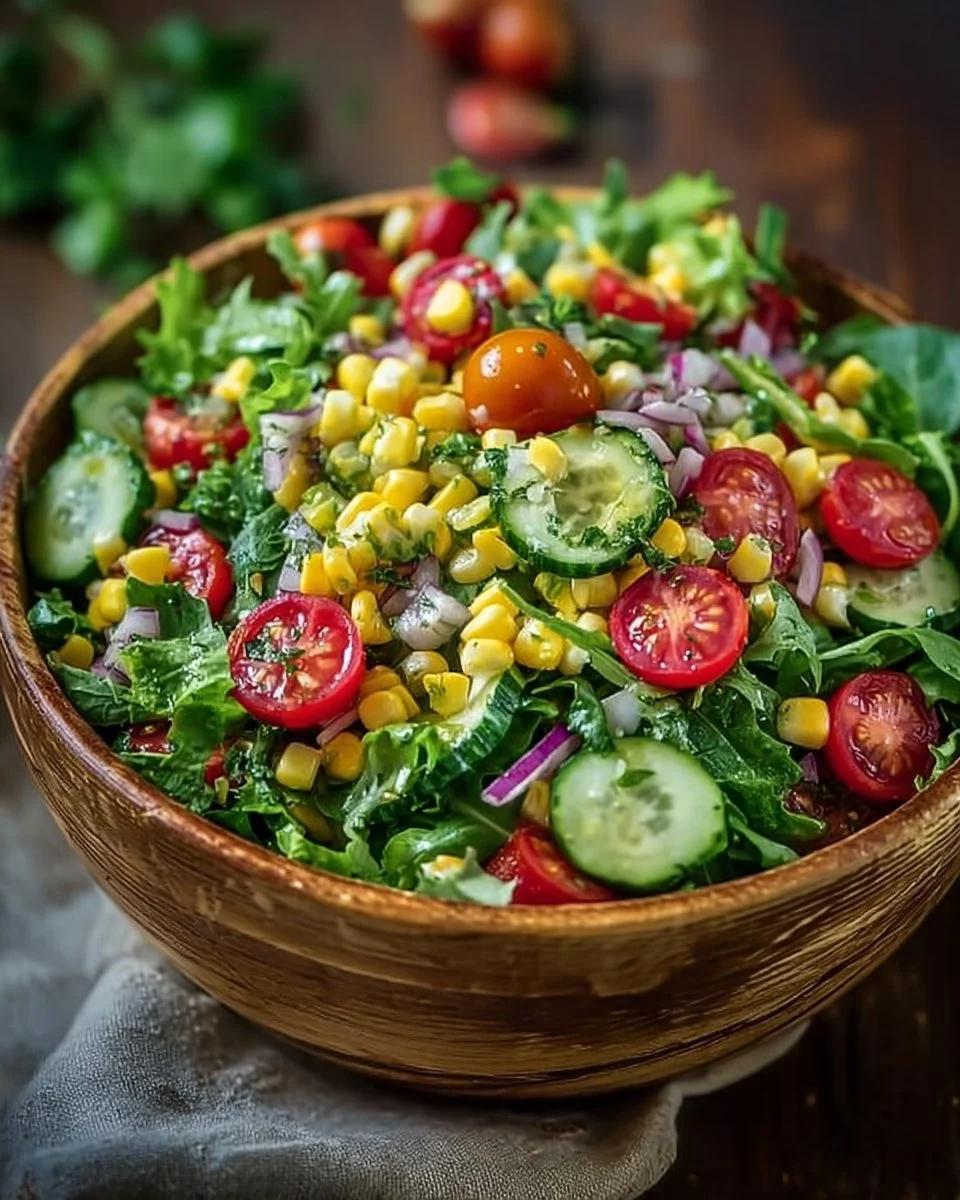 Leckerer 5-Minuten-Salat mit frischem Gemüse und Dressing