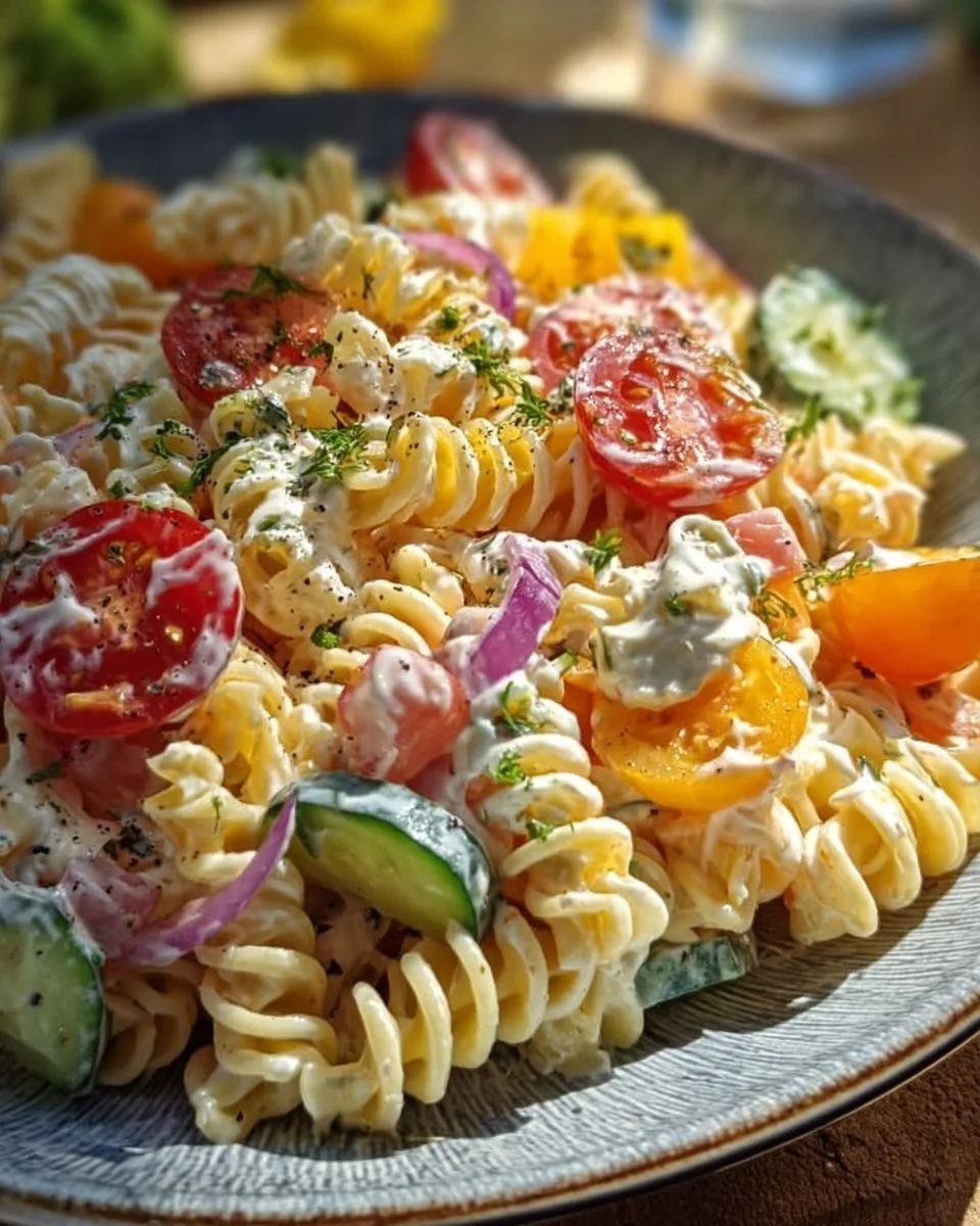 Leichter Nudelsalat mit Joghurt-Dressing