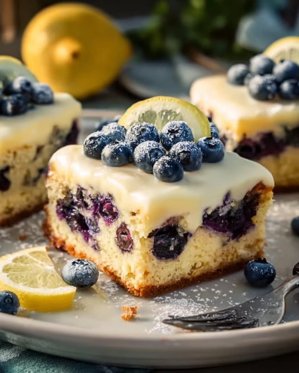 Saftiger Lemon Blueberry Cake mit cremigem Cheesecake-Topping