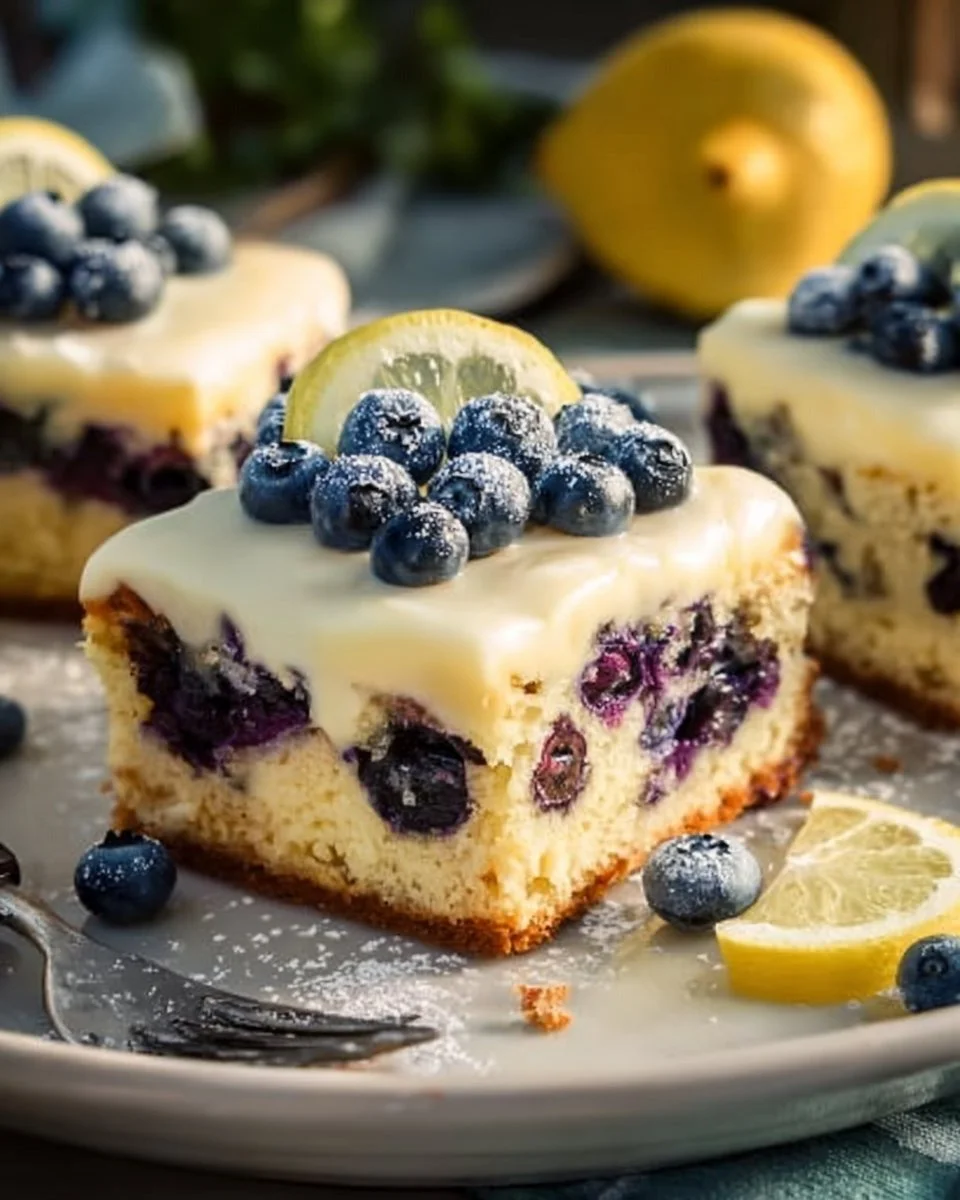 Lemon Blueberry Cake with Cheesecake Topping