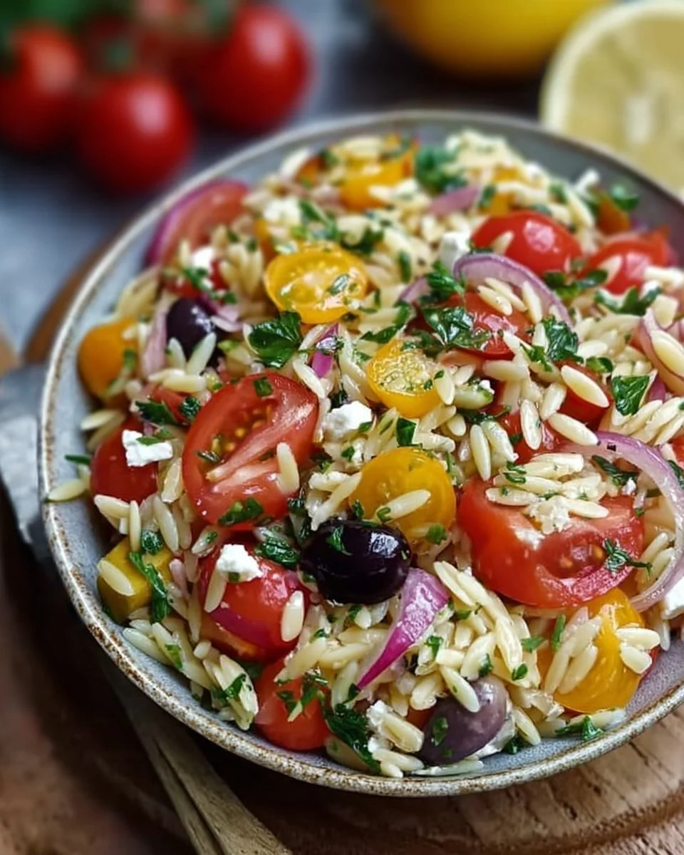 Mittelmeer Orzo Salat für erfrischende Sommerabende