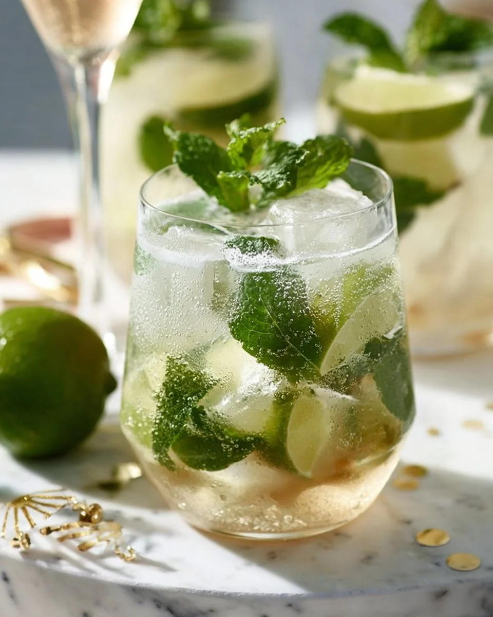 Frische Mojitobowle mit Limette und Minze in einem eleganten Glas