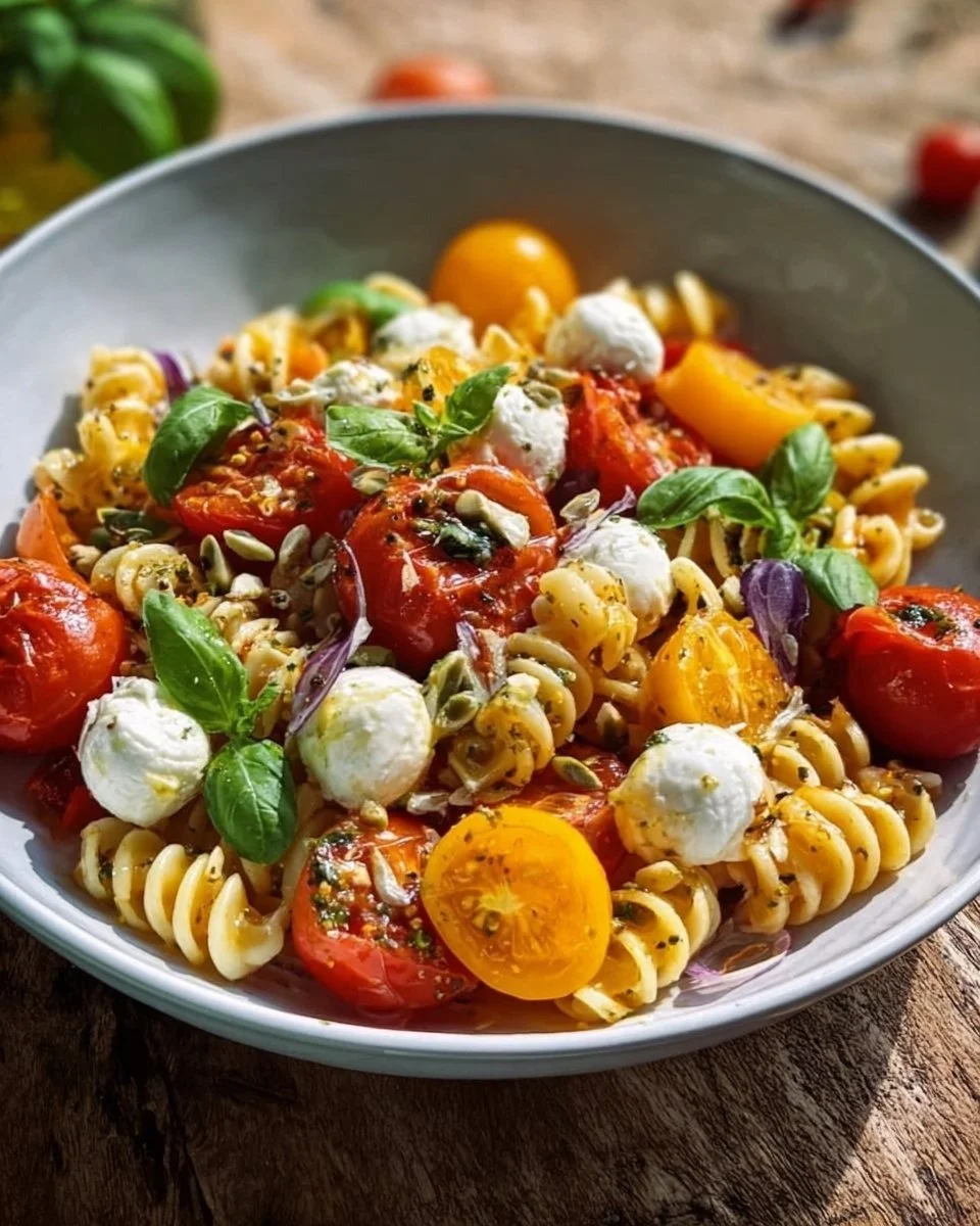 Nudelsalat mit Mozzarella und Kirsch-Extra-Tomaten nach Tim Mälzer