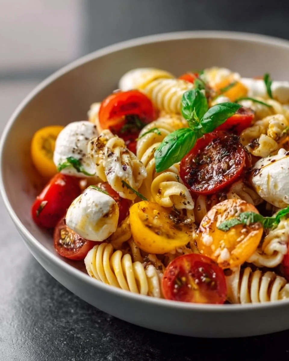 Nudelsalat mit Mozzarella und Kirsch-Extracttomaten nach Tim Mälzer