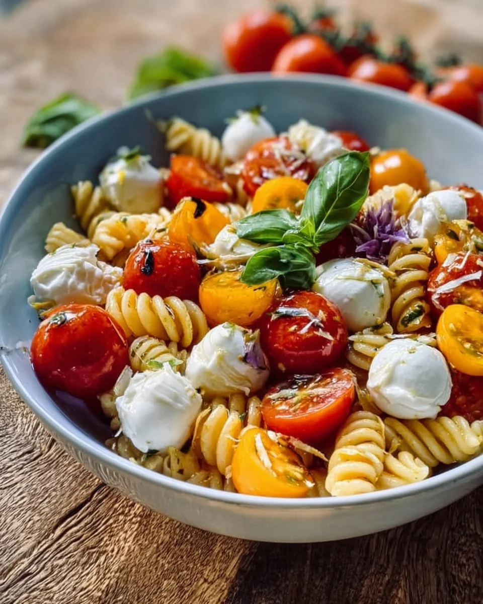 Nudelsalat mit Mozzarella und Kirsch-Extrakttomaten nach Tim Mälzer