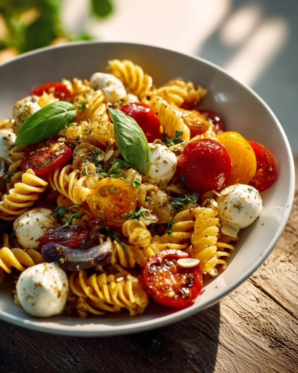 Nudelsalat mit Mozzarella und Kirsch-Extrakttomaten nach Tim Mälzer