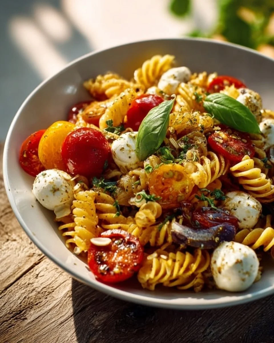 Nudelsalat mit Mozzarella und Kirsch-Extrakttomaten nach Tim Mälzer