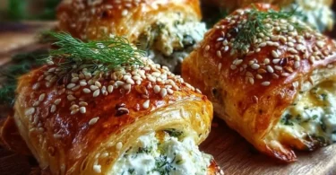 Leckere Ofen-Feta-Röllchen frisch aus dem Backofen serviert