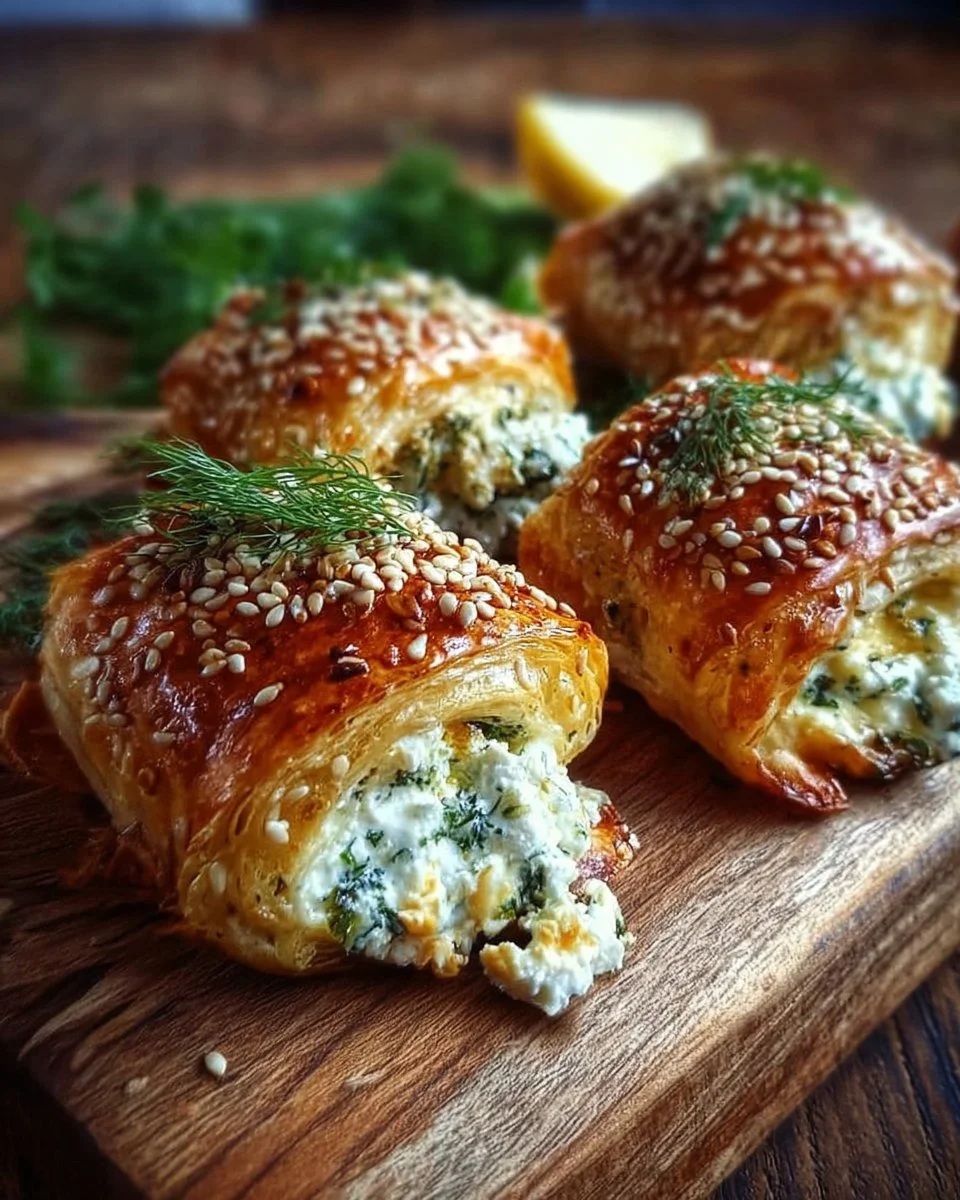 Leckere Ofen-Feta-Röllchen frisch aus dem Backofen serviert