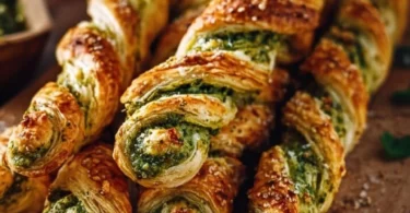 Leckere Pesto-Drehungen auf einem eleganten Teller