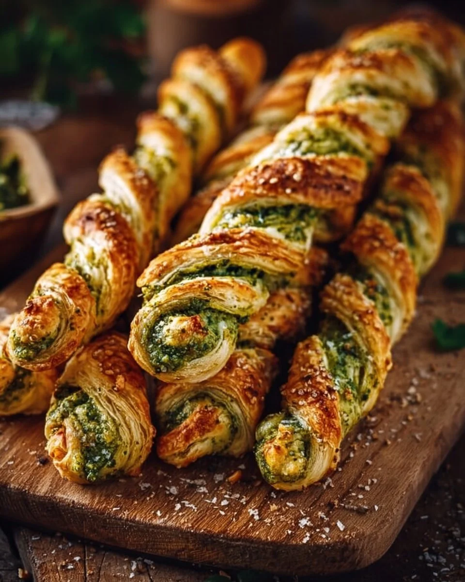 Leckere Pesto-Drehungen auf einem eleganten Teller
