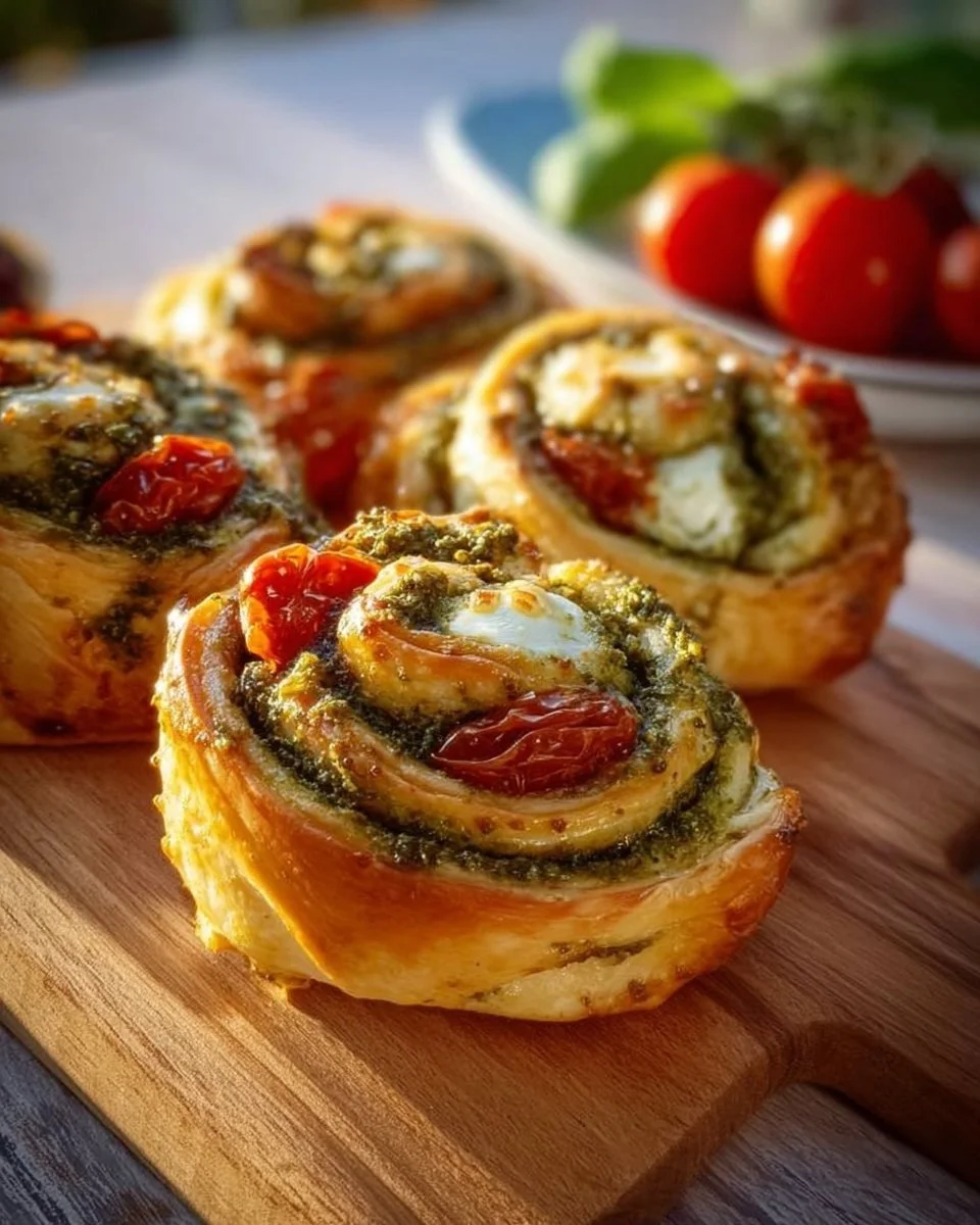 Pesto-Schnecken mit Tomaten und Mozzarella einfach zubereiten