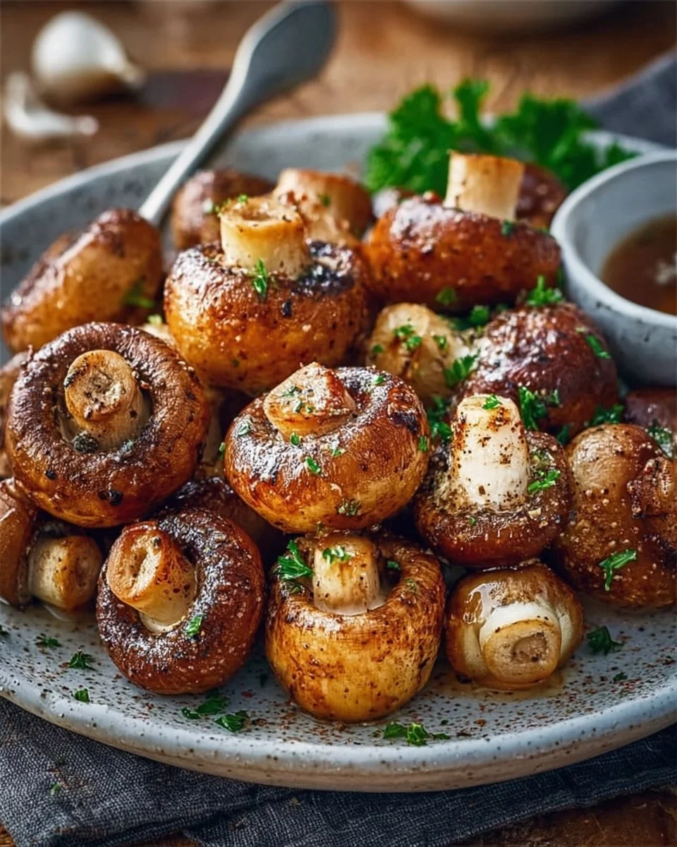 Gekochte Pilze aus der Heißluftfritteuse, perfekt für delikate Gerichte.