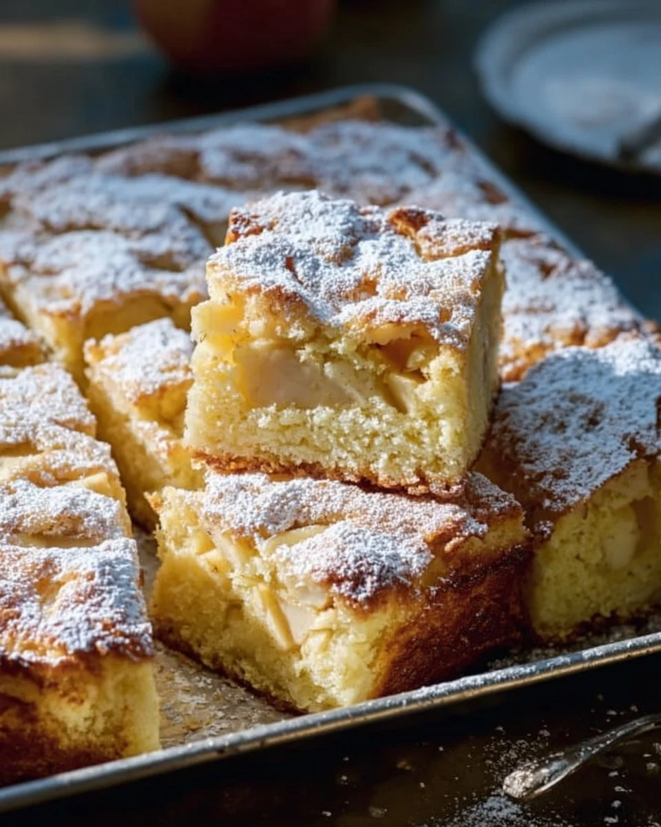 Ruck Zuck Apfelkuchen vom Blech mit frischen Äpfeln und einer goldenen Kruste