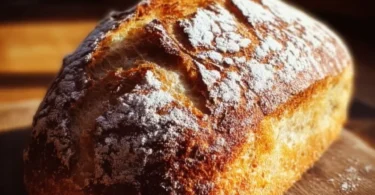 Schnelles Airfryer-Brot nach Jamie Oliver auf einem Holzbrett serviert