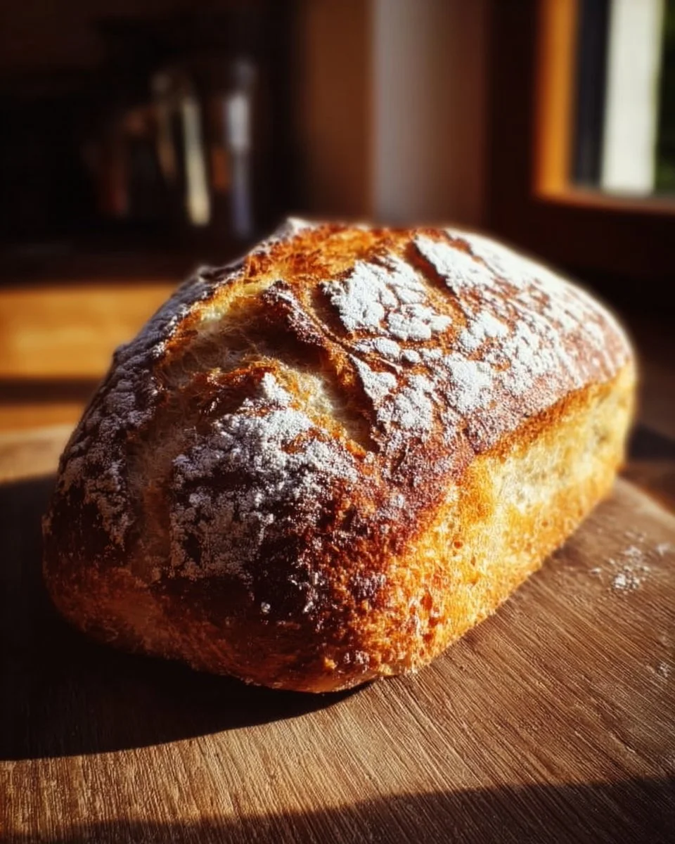 Schnelles Airfryer-Brot nach Jamie Oliver auf einem Holzbrett serviert
