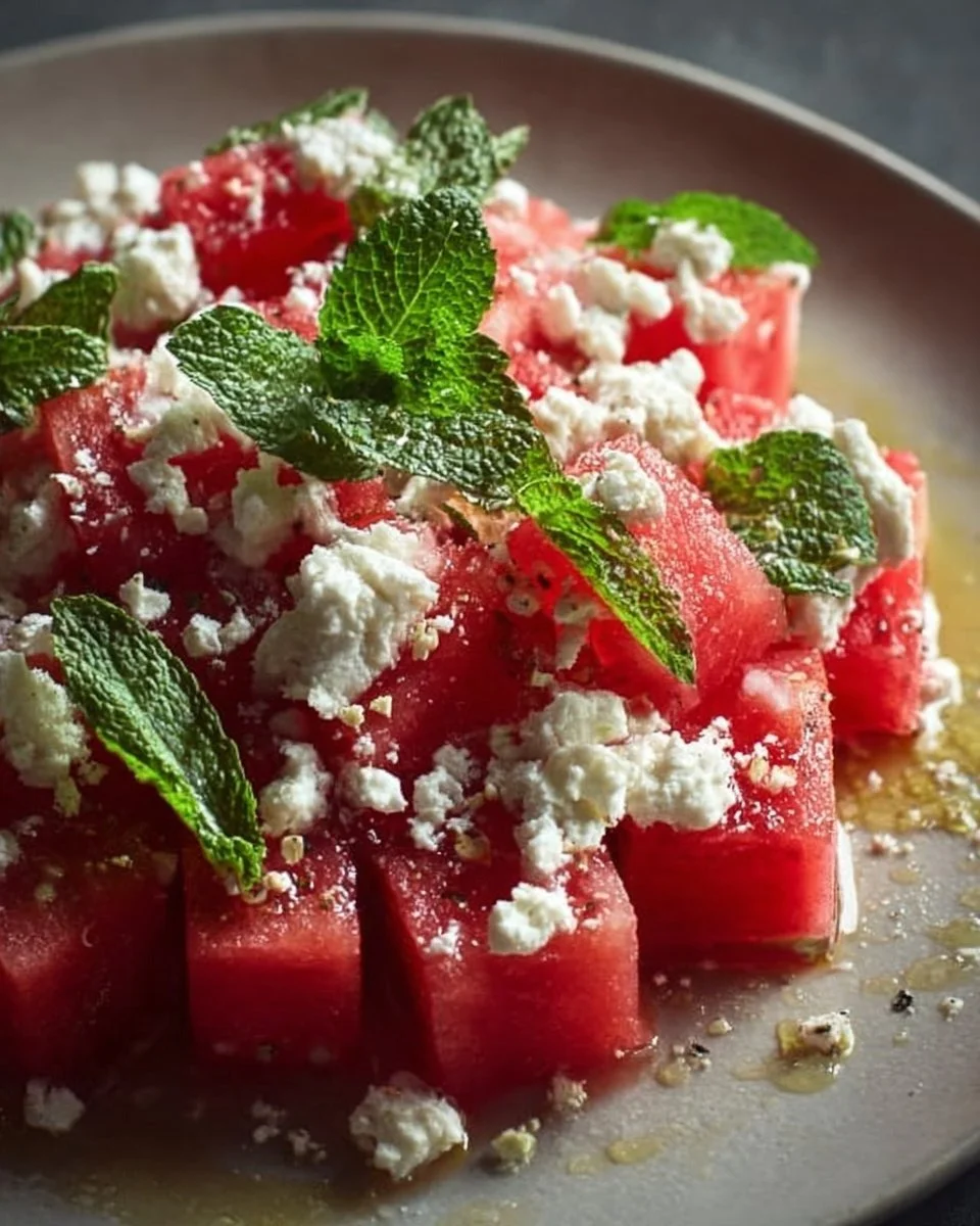 Sommerlicher Wassermelonen Feta Salat mit Minze – einfach lecker!