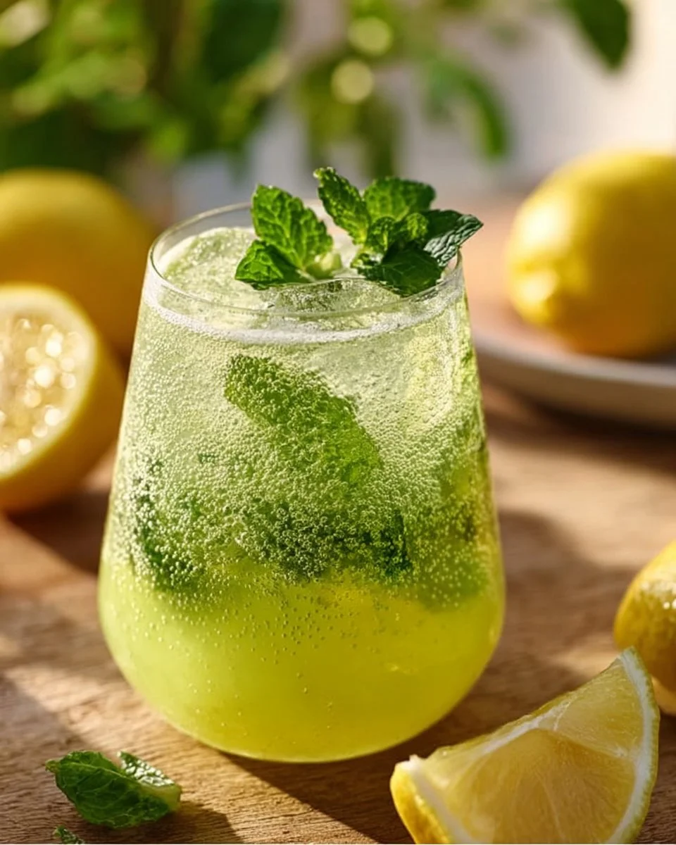 Erfrischende Zitronen-Limonade mit Minze in einem Glas