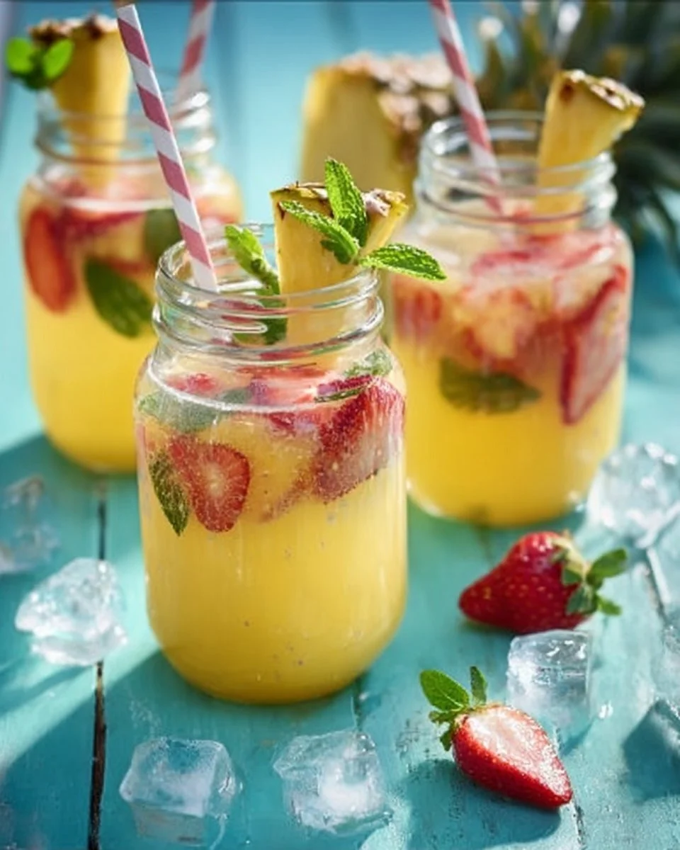 Ananas-Erdbeer-Bowle