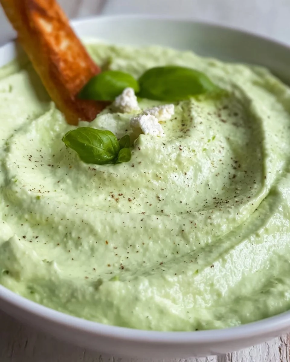 Frischer Avocado-Feta-Dip in einer Schüssel mit frischem Gemüse