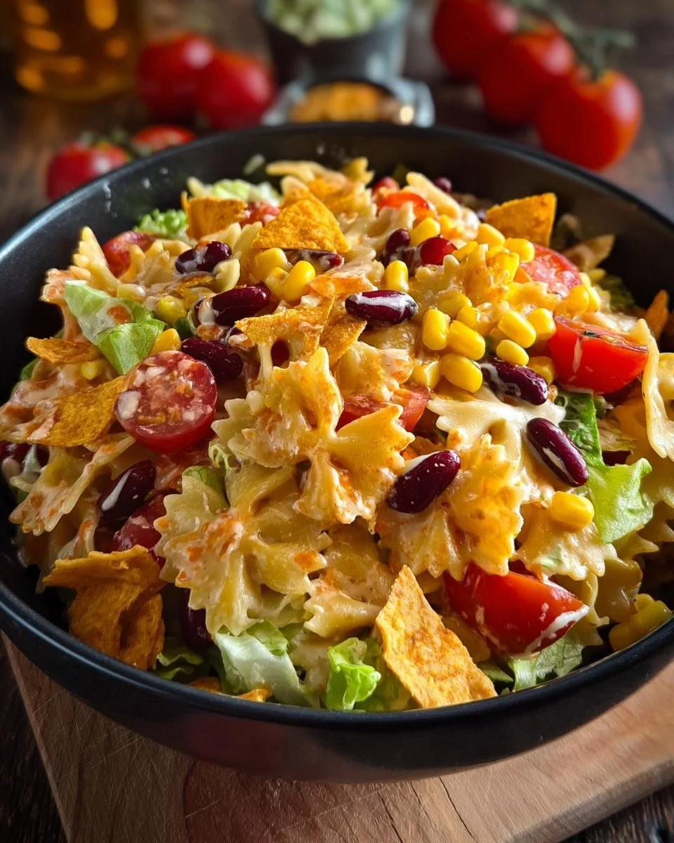 Bunter Taco-Nudelsalat mit Crunch und frischen Zutaten