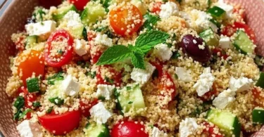 Couscous-Salat mit Feta, frische Zutaten und leckeres Dressing