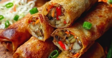 Crispy Frühlingsrollen aus dem Airfryer auf einem Teller serviert