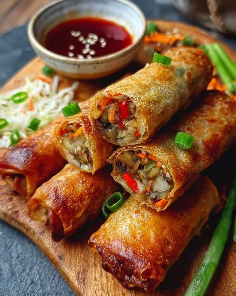 Crispy Frühlingsrollen aus dem Airfryer auf einem Teller serviert