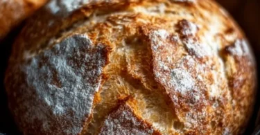 Einfaches Brot selbst gebacken auf einem Holzbrett