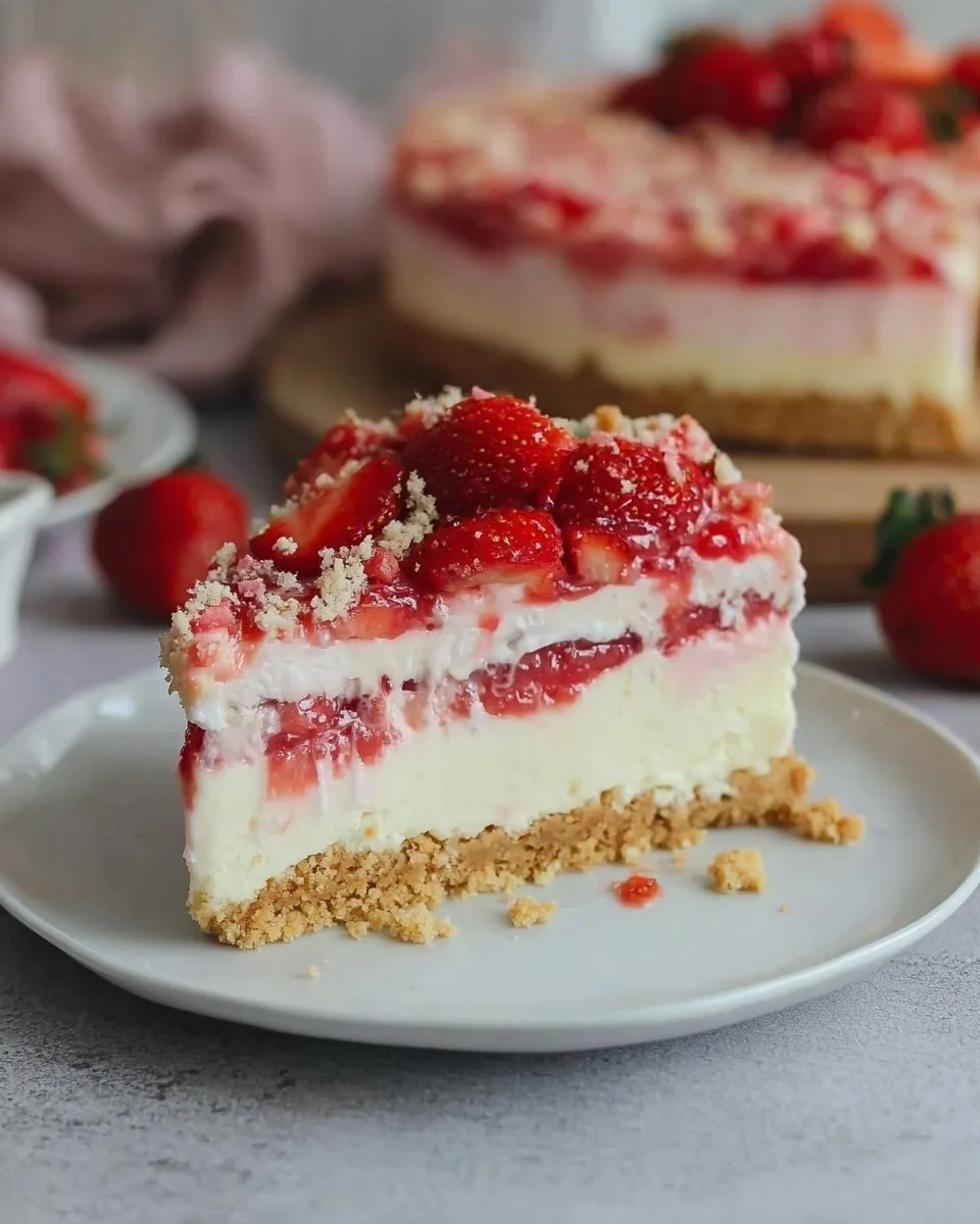Erdbeer Crunch Käsekuchen