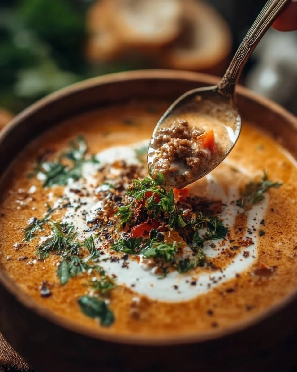 Schüssel mit Friss-dich-dumm-Suppe, frisch zubereitet und appetitlich angerichtet.